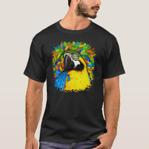 Goud en blauw Macaw Parrot Fantasy Dark T_shirt T-shirt