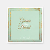 Goud en Blauw Marmeren Lijst Trouwservet Servet (Voorkant)