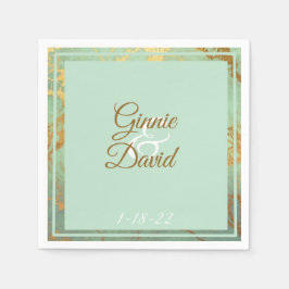 Goud en Blauw Marmeren Lijst Trouwservet Servet