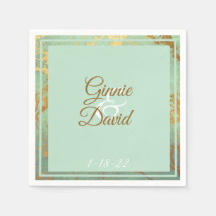 Goud en Blauw Marmeren Lijst Trouwservet Servet