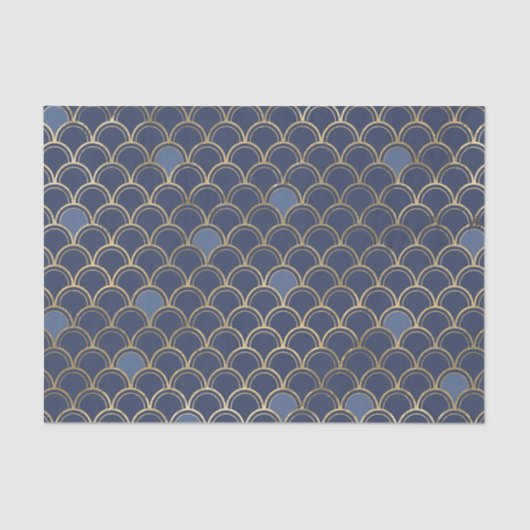 Goud en blauw Mermaid Pattern Tissuepapier (Voorkant)