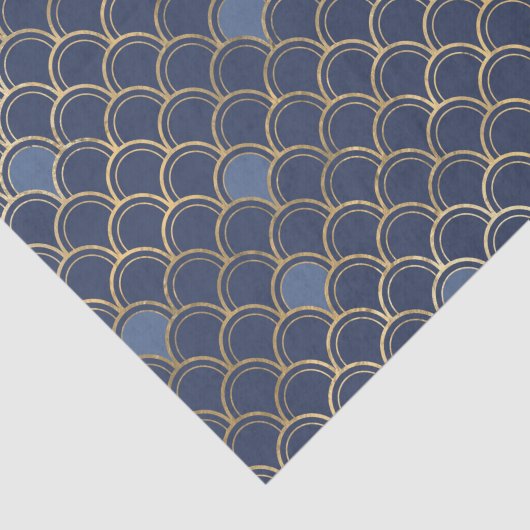 Goud en blauw Mermaid Pattern Tissuepapier (Detail)