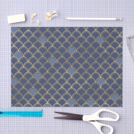 Goud en blauw Mermaid Pattern Tissuepapier (Craft)