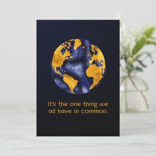 Goud en Blauw Metallic Look Earth Day (Staand voorkant)