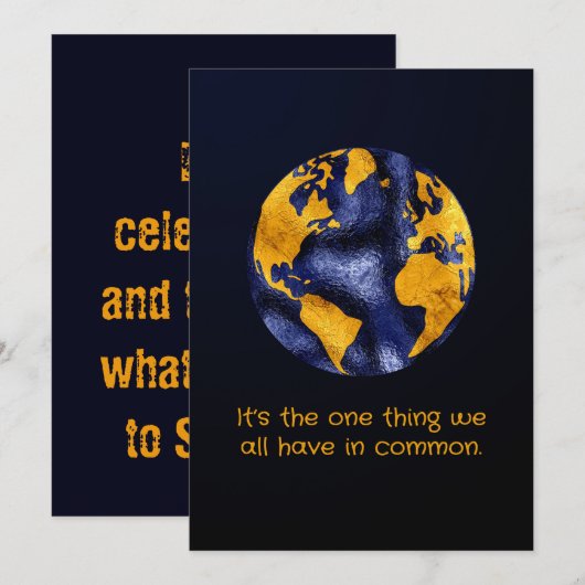 Goud en Blauw Metallic Look Earth Day (Voorkant / Achterkant)