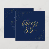 Goud en blauw | Modern 85th Birthday Party Square Kaart (Voorkant / Achterkant)