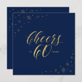 Goud en blauw | Moderne 60e verjaardag op het plei Kaart (Voorkant / Achterkant)