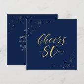 Goud en blauw | Moderne 80e verjaardag op het plei Kaart (Voorkant / Achterkant)