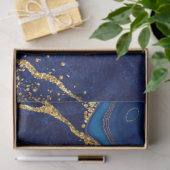Goud en Blauw Moderne Elegante Decoupage Custom Tissuepapier (Geschenk)