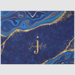 Goud en Blauw Moderne Elegante Decoupage Custom Tissuepapier