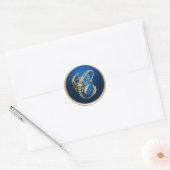 Goud en blauw Monogram C Envelope Seal Ronde Sticker (Envelop)