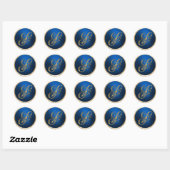 Goud en blauw monogram S-envelop Ronde Sticker (Vel)