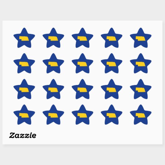 Goud en Blauw Nebraska Ster Sticker (Vel)