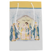 Goud en blauw "O Heilige nacht" Medium Cadeauzakje (Voorkant)