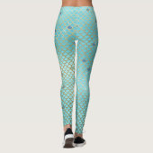 Goud en blauw Ombre Mermaid Scales Leggings (Achterkant)