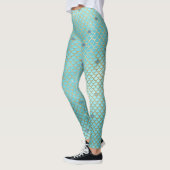 Goud en blauw Ombre Mermaid Scales Leggings (Links)