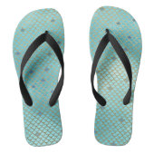 Goud en blauw Ombre Mermaid Scales Teenslippers (Voetbed)
