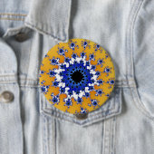 Goud en blauw oog ronde button 4,0 cm (In situ)