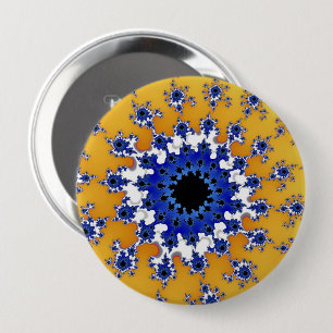 Goud en blauw oog ronde button 4,0 cm