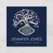 Goud en blauw ornament van leven vierkante visitekaartje (Voorkant)