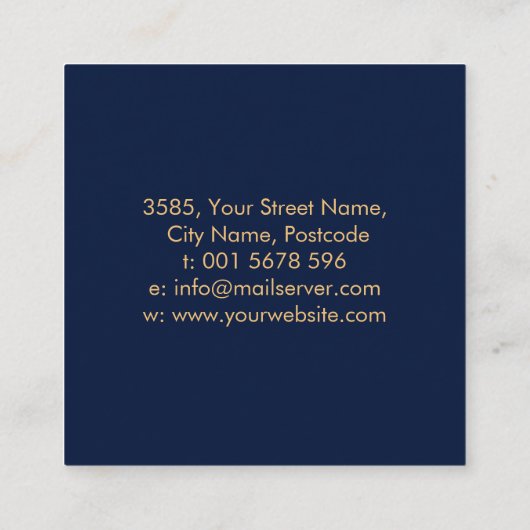 Goud en blauw ornament van leven vierkante visitekaartje (Achterkant)