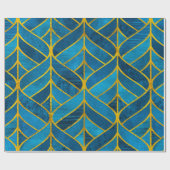 Goud en blauw patroon op grijze achtergrond, naadl cadeaupapier (Vlak)