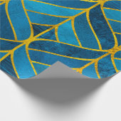 Goud en blauw patroon op grijze achtergrond, naadl cadeaupapier (Hoek)