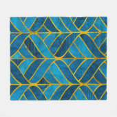 Goud en blauw patroon op grijze achtergrond, naadl fleece deken (Voorkant (Horizontaal))