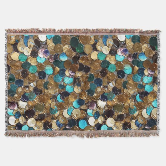 Goud en blauw Sequins brandend man Deken (Voorkant)