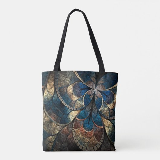 Goud en blauw tote bag (Achterkant)
