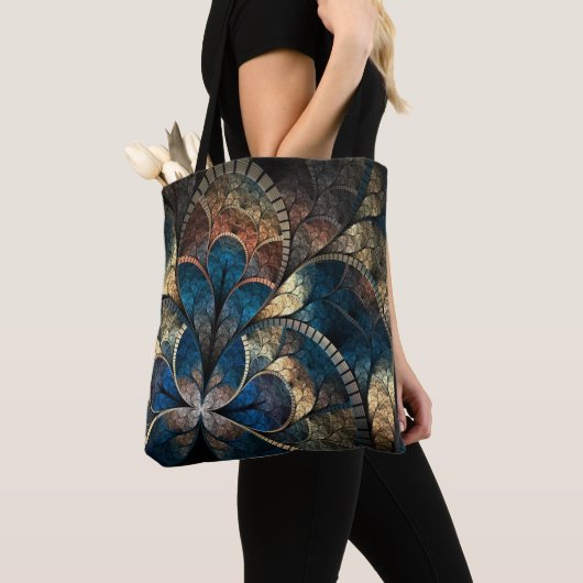 Goud en blauw tote bag (Dichtbij)