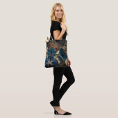 Goud en blauw tote bag (Op model)