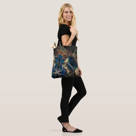 Goud en blauw tote bag (Op model)