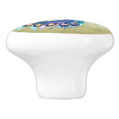 Goud en blauw Verf Peacock Ceramic Knob. Keramische Knop (Zijkant)