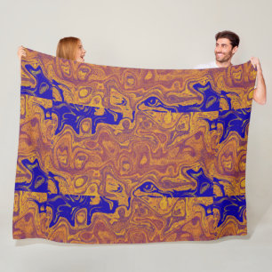 Goud en blauw vuursteen fleece deken