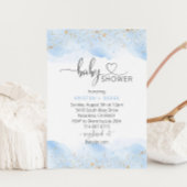 Goud en Blauw Waterverf Baby shower Kaart