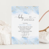 Goud en Blauw Waterverf Baby shower Sprinkle Kaart