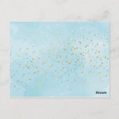 Goud en blauw Waterverf jongensdoop Dank u Briefkaart (Achterkant)