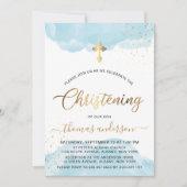 Goud en blauw Waterverf Kaart (Voorkant)