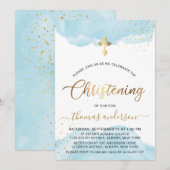 Goud en blauw Waterverf Kaart (Voorkant / Achterkant)