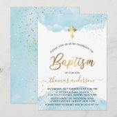 Goud en blauw Waterverf Kaart (Voorkant / Achterkant)