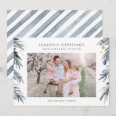 Goud en blauw Waterverf winterfeestdag Feestdagenkaart (Voorkant / Achterkant)