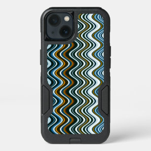 Goud en blauw Wavy Stripes