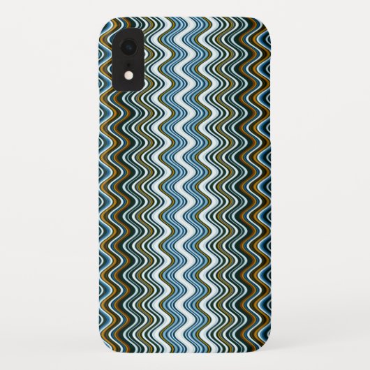 Goud en blauw Wavy Stripes Case-Mate iPhone Case (Achterkant)