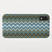Goud en blauw Wavy Stripes Case-Mate iPhone Case (Achterkant (horizontaal))