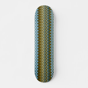 Goud en blauw Wavy Stripes Persoonlijk Skateboard