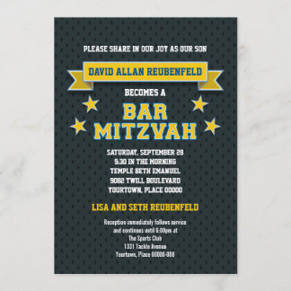 Goud en blauw winkelwagentje Mitzvah Kaart