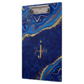 Goud en Blauwe Agaat Modern Elegant Marmer Custom Klembord (Links)