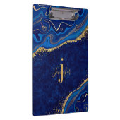Goud en Blauwe Agaat Modern Elegant Marmer Custom Klembord (Rechts)