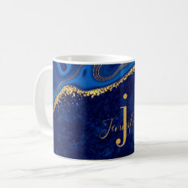 Goud en Blauwe Agaat Modern Elegant Marmer Custom Koffiemok